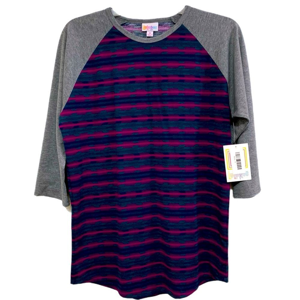 LULAROE Raglan T-Shirt Women’s Gray Pink M .